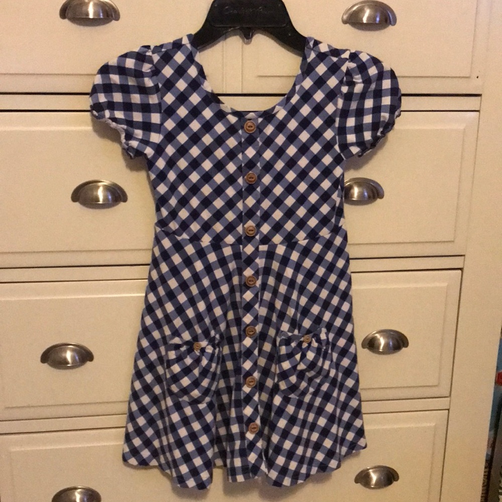5/6 (M) Shrimp and Grits Serendipity Blue Gingham Sun Play Dress GUC